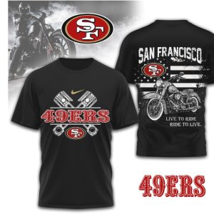 San Francisco 49ers Biker Edition Piston & Motorcycle Red Gold NFL T Shirt