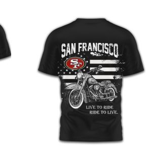 San Francisco 49ers Biker Edition Piston & Motorcycle Red Gold NFL T Shirt