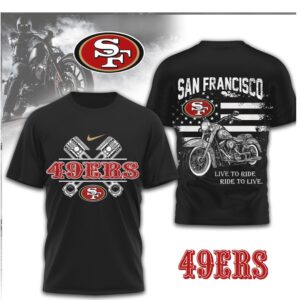 San Francisco 49ers Biker Live to Ride NFL Motorcycle NFL Shirt