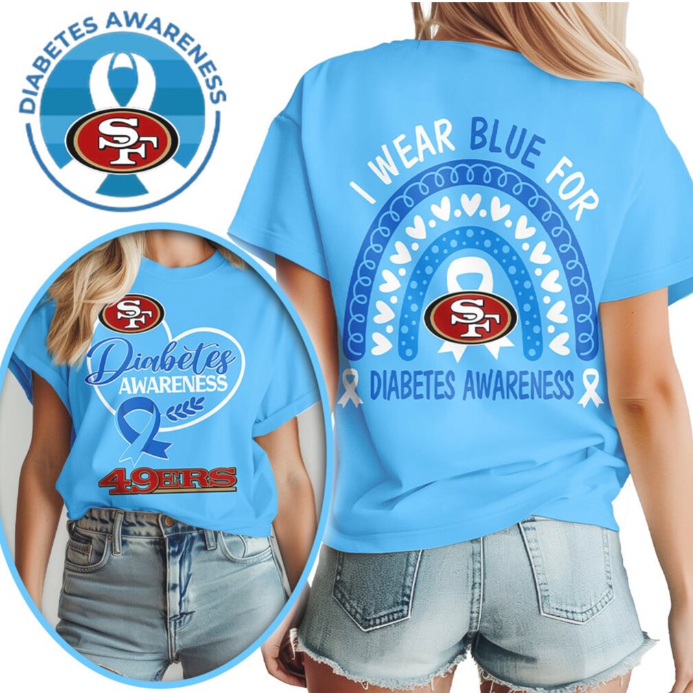 San Francisco 49ers Diabetes Awareness Blue Ribbon Football Red Gold T Shirt San Francisco 49ers Diabetes Awareness Blue Ribbon Football Red Gold T Shirt