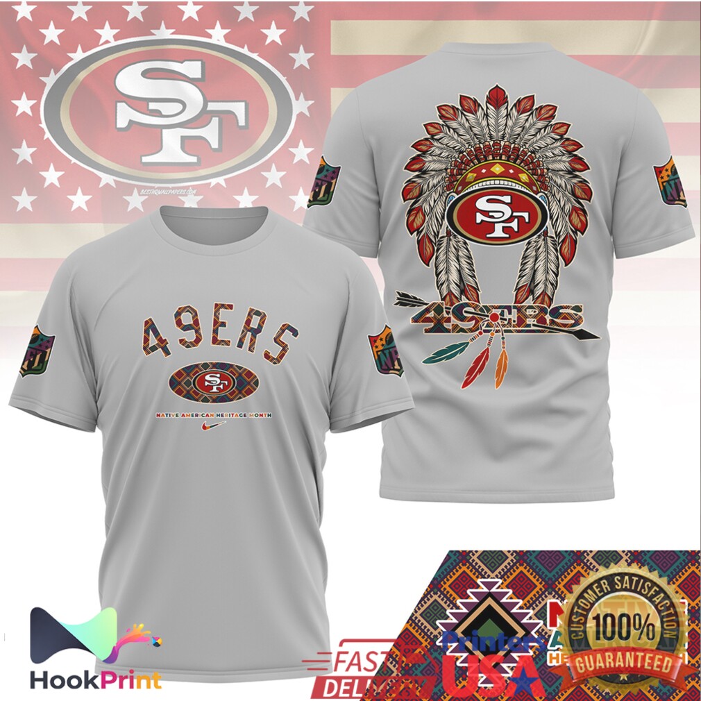 San Francisco 49ers NFL Native American Heritage Month Headdress T Shirt San Francisco 49ers NFL Native American Heritage Month Headdress T Shirt