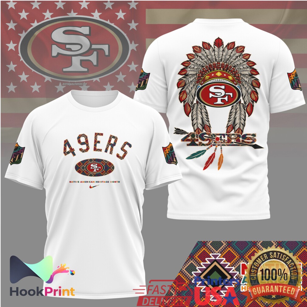 San Francisco 49ers NFL Native American Heritage Month Headdress T Shirt San Francisco 49ers NFL Native American Heritage Month Headdress T Shirt