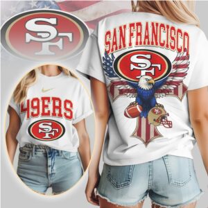 San Francisco 49ers Patriotic Eagle American Flag NFL Football T Shirt
