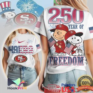 San Francisco 49ers Snoopy 250 Year Of Freedom Patriotic Fan T Shirt