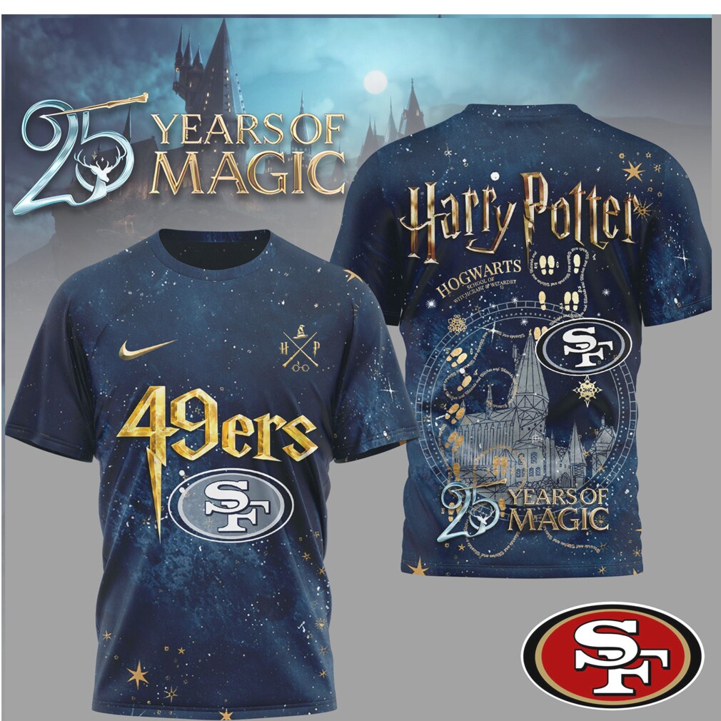 San Francisco 49ers x Harry Potter 25 Years of Magic Galaxy T Shirt San Francisco 49ers x Harry Potter 25 Years of Magic Galaxy T Shirt