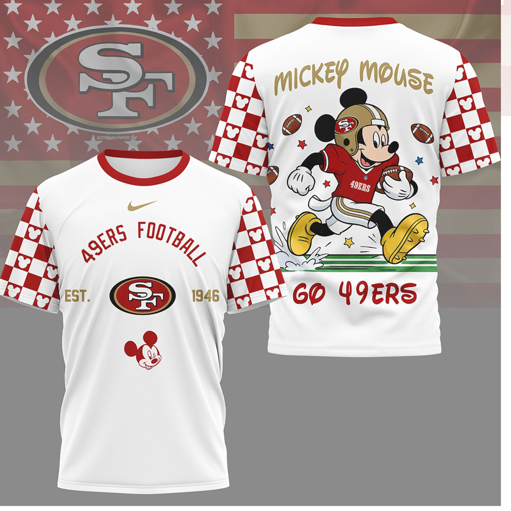 San Francisco 49ers x Mickey Mouse 3D Football Jersey T Shirt San Francisco 49ers x Mickey Mouse 3D Football Jersey T Shirt