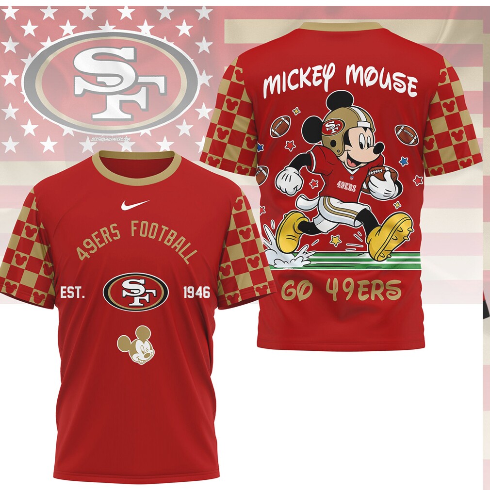San Francisco 49ers x Mickey Mouse 3D Football Jersey T Shirt San Francisco 49ers x Mickey Mouse 3D Football Jersey T Shirt