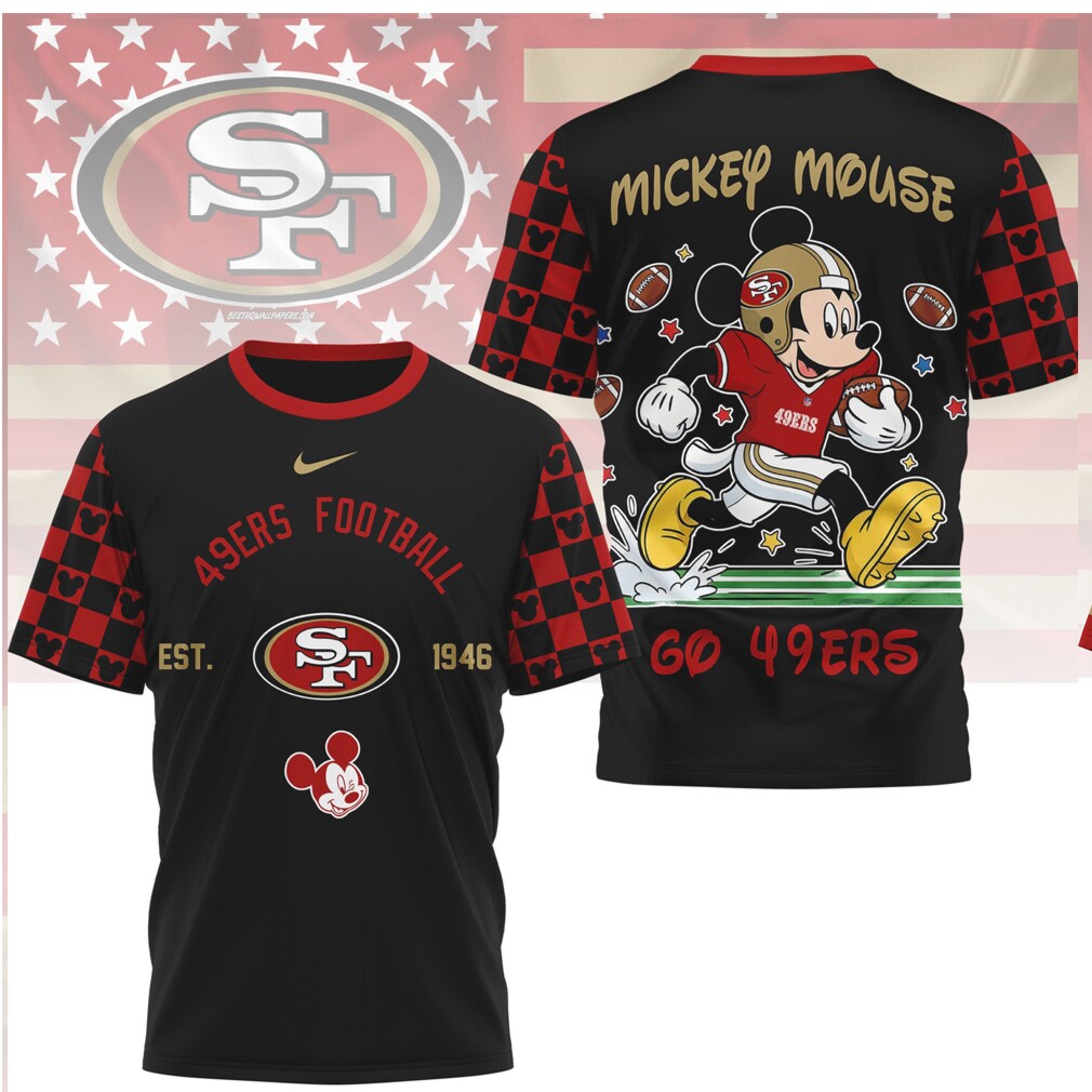 San Francisco 49ers x Mickey Mouse 3D Football Jersey T Shirt San Francisco 49ers x Mickey Mouse 3D Football Jersey T Shirt