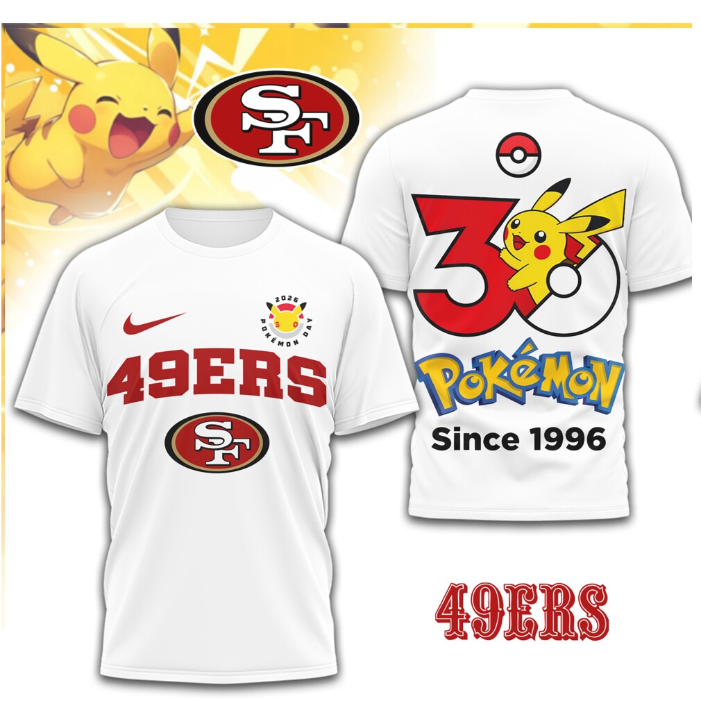 San Francisco 49ers x Pokemon 30th Anniversary Pikachu Fan T Shirt San Francisco 49ers x Pokemon 30th Anniversary Pikachu Fan T Shirt