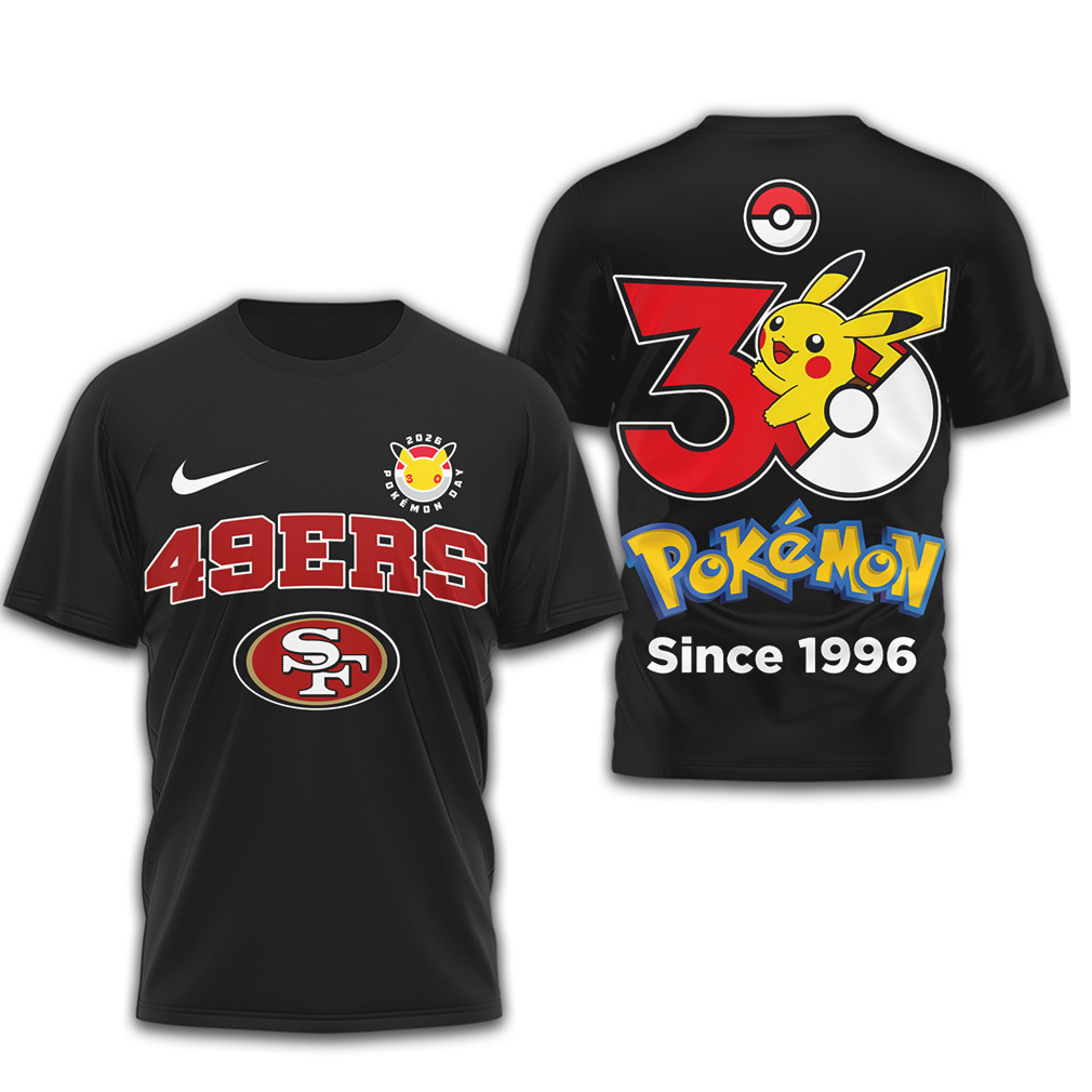 San Francisco 49ers x Pokemon 30th Anniversary Pikachu Fan T Shirt San Francisco 49ers x Pokemon 30th Anniversary Pikachu Fan T Shirt