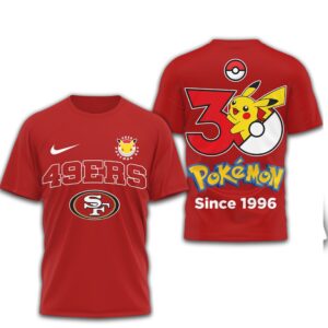 San Francisco 49ers x Pokemon 30th Anniversary Pikachu Fan T Shirt