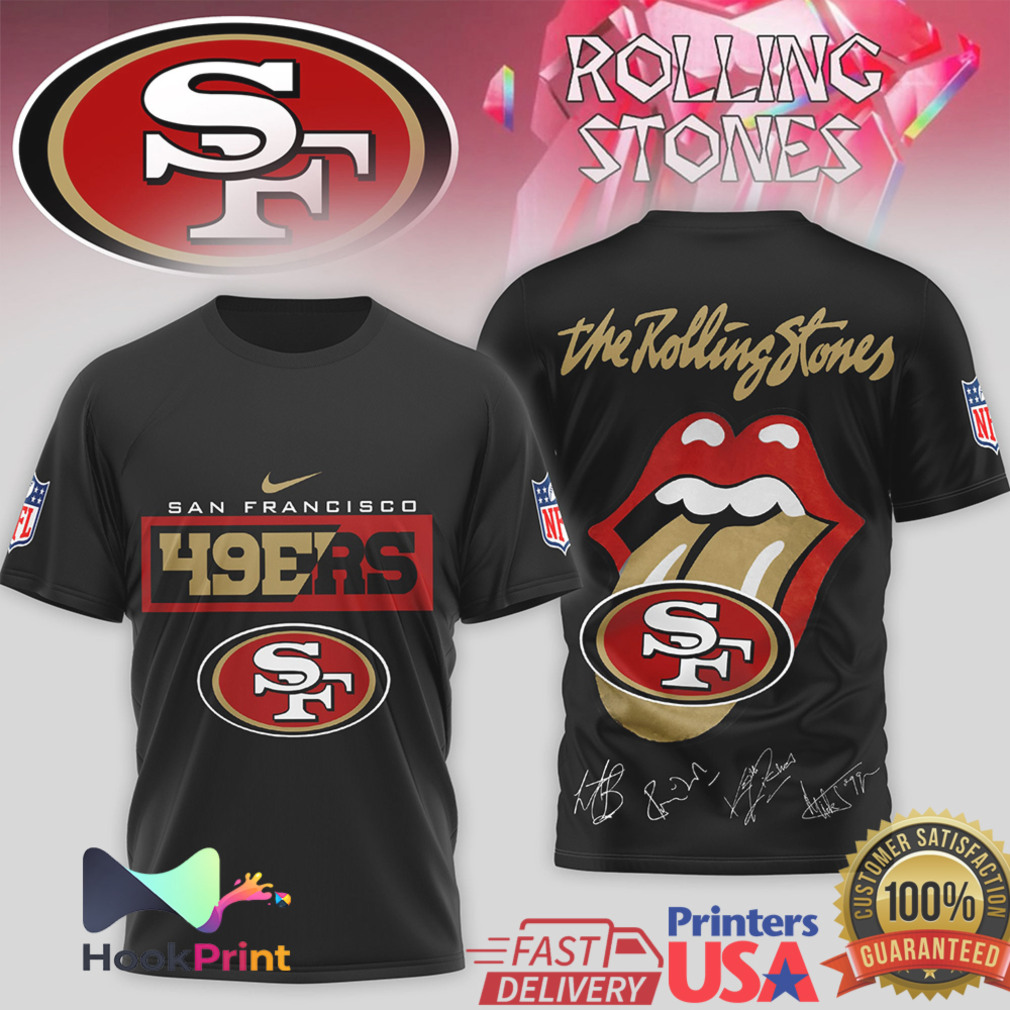 San Francisco 49ers x Rolling Stones Tongue Logo Signatures Shirt San Francisco 49ers x Rolling Stones Tongue Logo Signatures Shirt