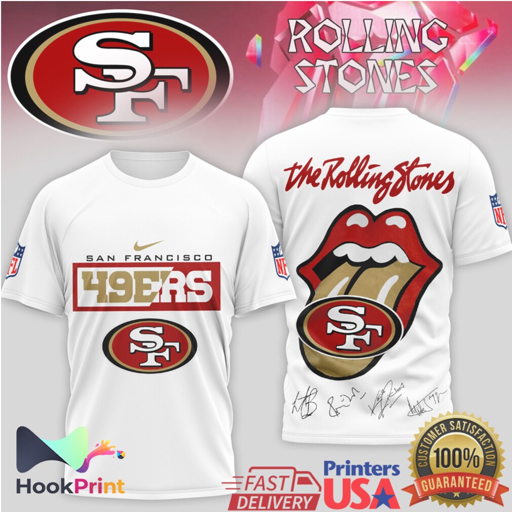 San Francisco 49ers x Rolling Stones Tongue Logo Signatures Shirt San Francisco 49ers x Rolling Stones Tongue Logo Signatures Shirt