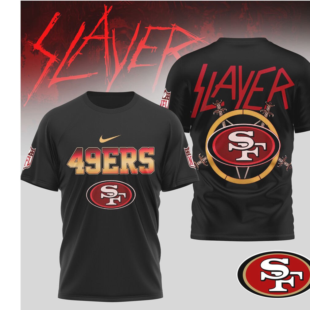 San Francisco 49ers x Slayer Rock Roll Fan Football T Shirt San Francisco 49ers x Slayer Rock Roll Fan Football T Shirt