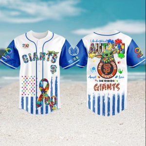 San Francisco Giants Baby Yoda Autism Awareness Custom Baseball Jersey