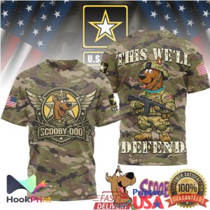 Scooby Doo US Army This Well Defend Military Camo All Over Print Shirt