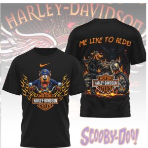Scooby Doo x Harley Davidson Me Like To Ride Biker Puppy Graphic T Shirt Scooby Doo x Harley Davidson Me Like To Ride Biker Puppy Graphic T Shirt