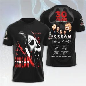 Scream 30 Year Anniversary Screening Wes Craven Cast Signed Ghostface Shirt