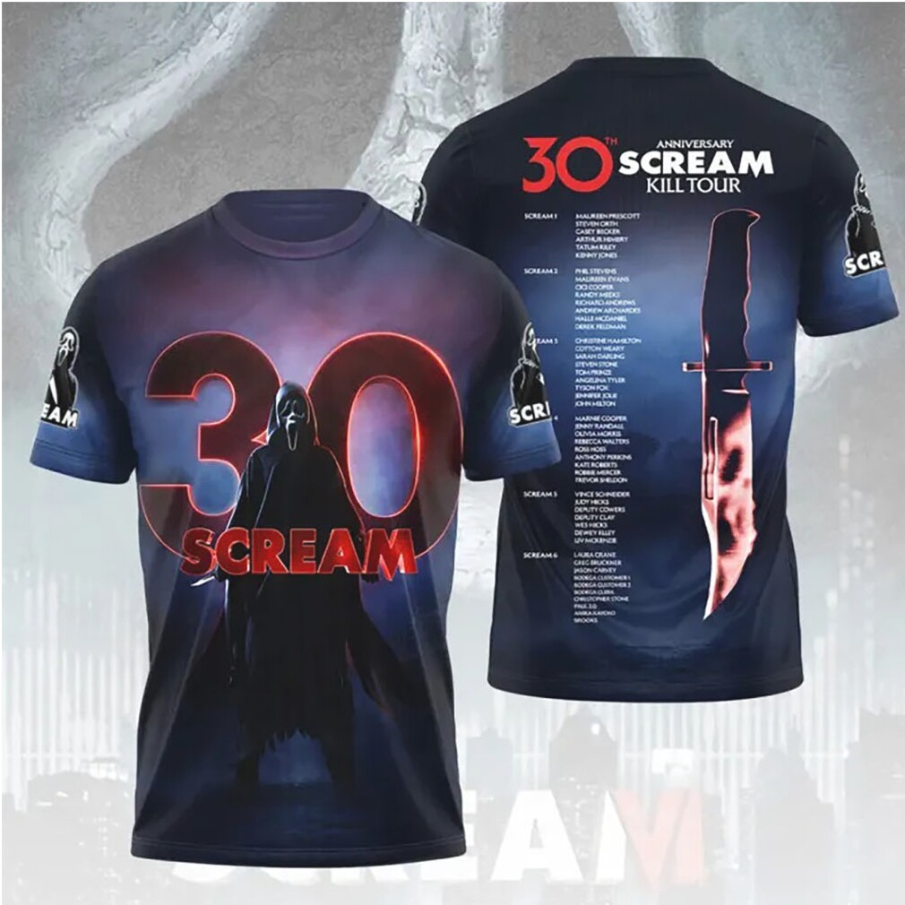 Scream 30th Anniversary Ghostface Silhouette Kill Tour List T Shirt Scream 30th Anniversary Ghostface Silhouette Kill Tour List T Shirt