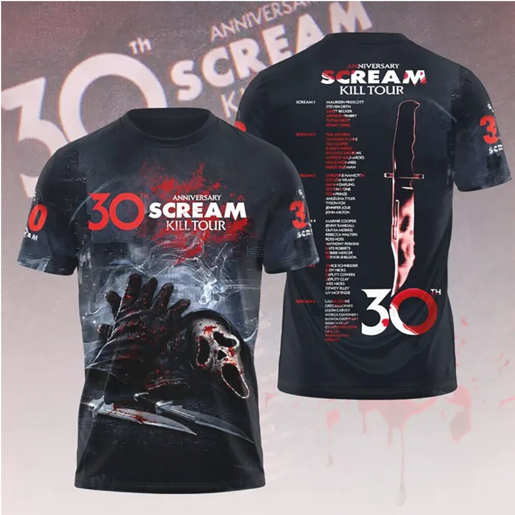 Scream 30th Anniversary Kill Tour Bloody Ghostface Mask Design T Shirt Scream 30th Anniversary Kill Tour Bloody Ghostface Mask Design T Shirt