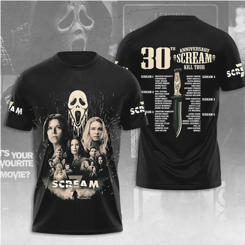 Scream 30th Anniversary Kill Tour Cast signatures Ghostface Mask T Shirt Scream 30th Anniversary Kill Tour Cast signatures Ghostface Mask T Shirt