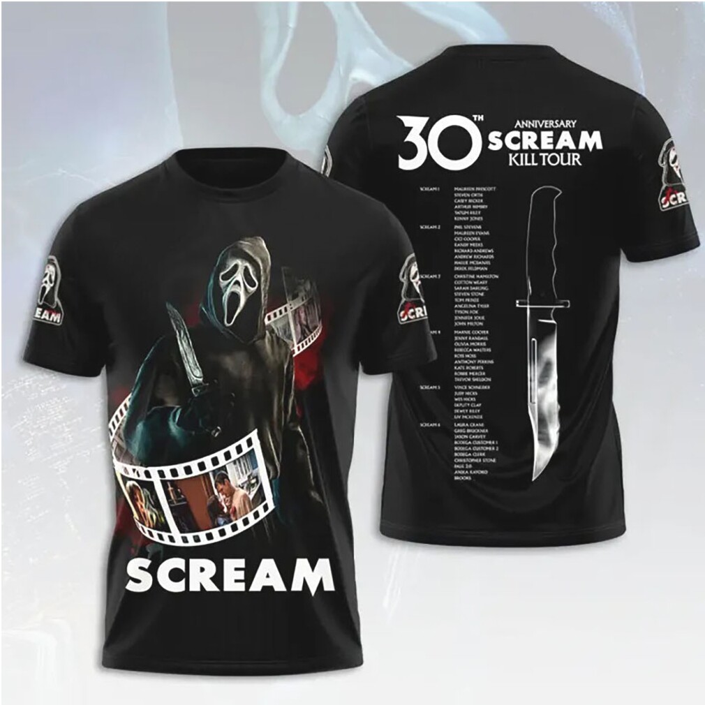Scream 30th Anniversary Kill Tour Film Strip Ghostface Apparel T Shirt Scream 30th Anniversary Kill Tour Film Strip Ghostface Apparel T Shirt