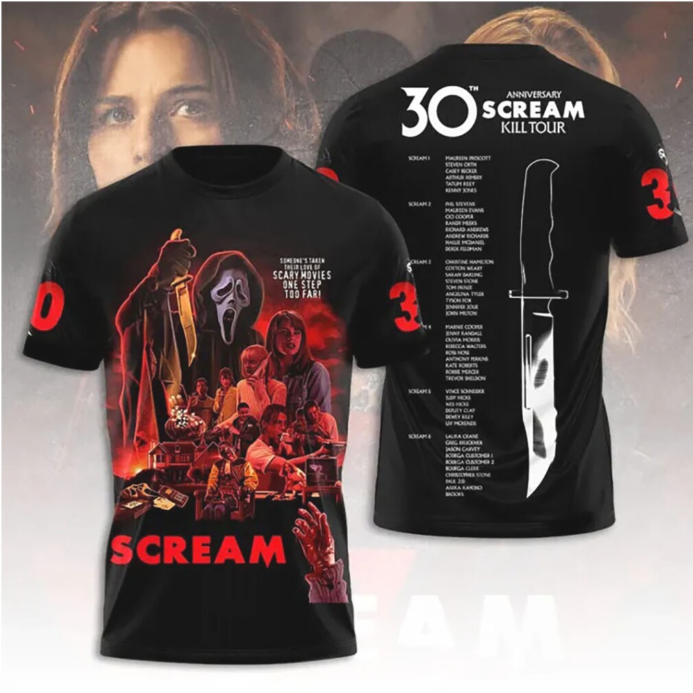 Scream 30th Anniversary One Step Too Far Vintage Movie Poster Shirt Scream 30th Anniversary One Step Too Far Vintage Movie Poster Shirt