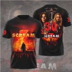 Scream 30th Anniversary Scream 7 Burning House 3D T Shirt
