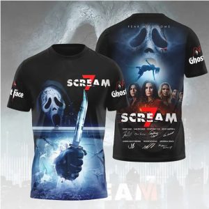 Scream 7 Blue Moon Ghostface Knife Hand Horror Apparel T Shirt