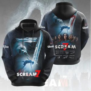 Scream 7 Blue Neon Ghostface Stab All Over Print Apparel T Shirt