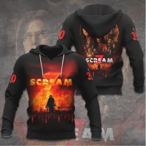 Scream 7 Burning House Ghostface Fear Hits Home 30th Anniversary Apparel T Shirt