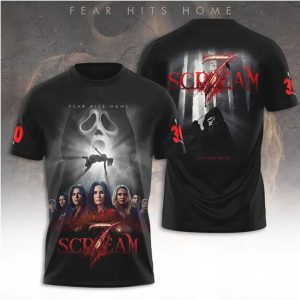 Scream 7 Fear Hits Home Character Ensemble 3D Printed Horror Movie Fan Gear T Shirt