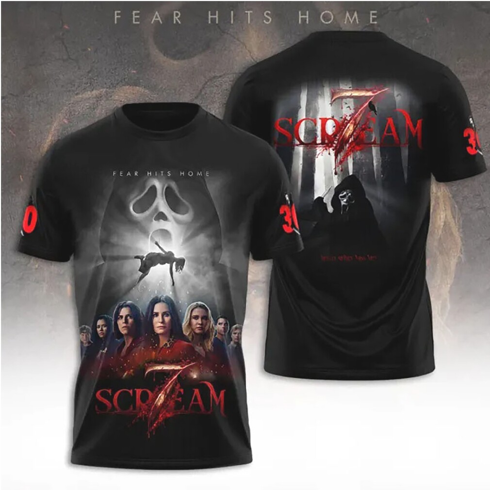 Scream 7 Fear Hits Home Character Ensemble 3D Printed Horror Movie Fan Gear T Shirt Scream 7 Fear Hits Home Character Ensemble 3D Printed Horror Movie Fan Gear T Shirt