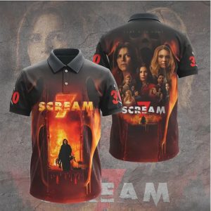 Scream 7 Fear Hits Home Fire Ghostface Cast 30th Anniversary 3D T Shirt Scream 7 Fear Hits Home Fire Ghostface Cast 30th Anniversary 3D T Shirt