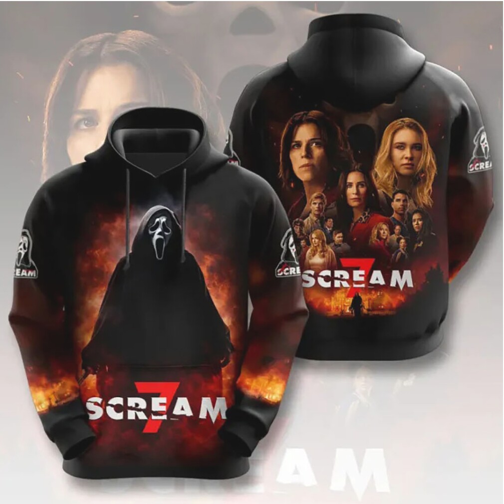 Scream 7 Fear Hits Home Fire Ghostface Cast Photo 3D All Over Print T Shirt Scream 7 Fear Hits Home Fire Ghostface Cast Photo 3D All Over Print T Shirt