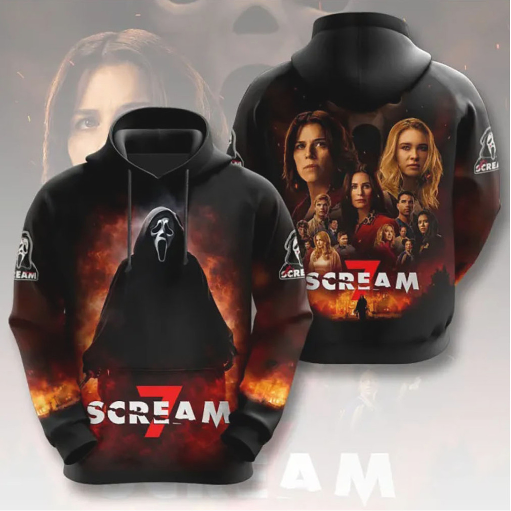 Scream 7 Fear Hits Home Fire Ghostface Cast Photo 3D All Over Print T Shirt Scream 7 Fear Hits Home Fire Ghostface Cast Photo 3D All Over Print T Shirt