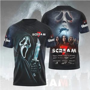 Scream 7 Fear Hits Home Ghostface Knife Poster All Over Print T Shirt
