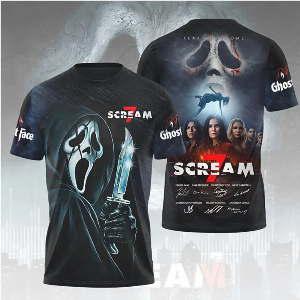 Scream 7 Fear Hits Home Ghostface Knife Poster All Over Print T Shirt Scream 7 Fear Hits Home Ghostface Knife Poster All Over Print T Shirt
