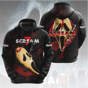 Scream 7 Fear Hits Home Ghostface Mask Dagger 3D Apparel T Shirt Scream 7 Fear Hits Home Ghostface Mask Dagger 3D Apparel T Shirt
