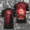 Scream 7 Movie Poster All Over Print Ghostface Fire Knife Design T Shirt Scream 7 Movie Poster All Over Print Ghostface Fire Knife Design T Shirt