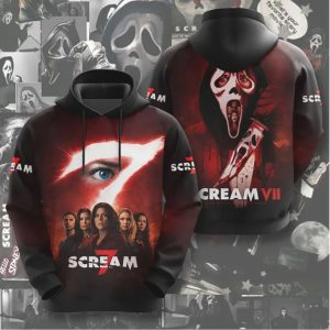 Scream 7 Final Girl Cast All Over Print 3D Ghostface T Shirt