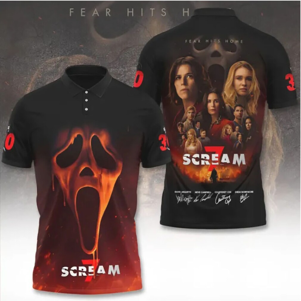 Scream 7 Flaming Ghostface Mask 30th Anniversary 3D Print T Shirt Scream 7 Flaming Ghostface Mask 30th Anniversary 3D Print T Shirt