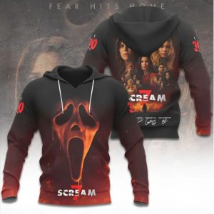Scream 7 Flaming Ghostface Mask 30th Anniversary 3D Print T Shirt