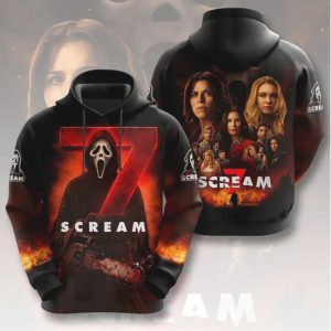 Scream 7 Ghostface Chainsaw Horror Movie Poster Design T Shirt