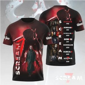 Scream 7 Ghostface Evolution Movie Timeline All Over Print Shirt