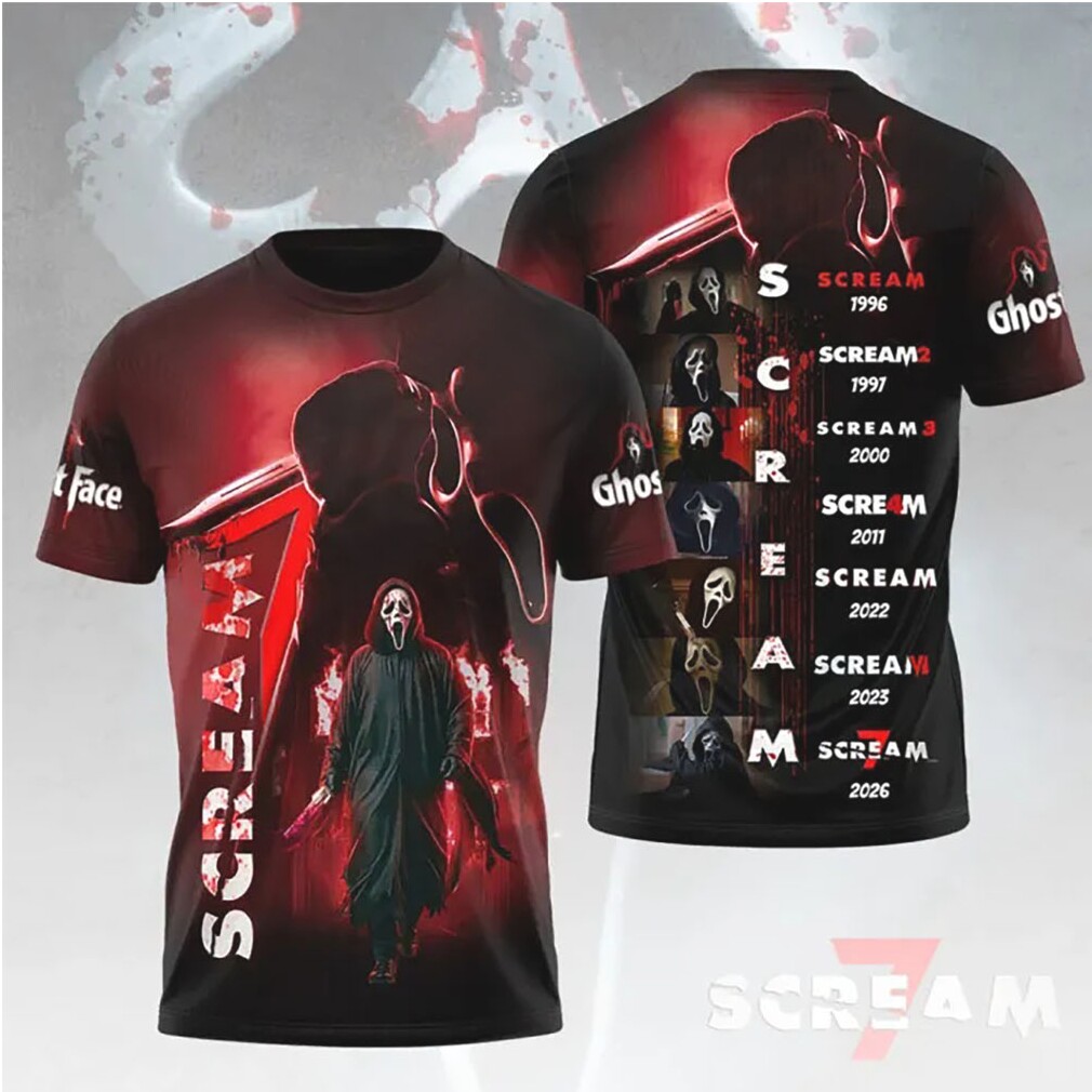 Scream 7 Ghostface Evolution Movie Timeline All Over Print Shirt Scream 7 Ghostface Evolution Movie Timeline All Over Print Shirt