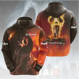 Scream 7 Ghostface Fire Mask Horror Movie Cast Signature T Shirt Scream 7 Ghostface Fire Mask Horror Movie Cast Signature T Shirt