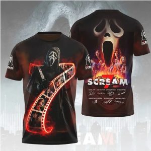 Scream 7 Movie Cast Film Strip Ghostface 3D Apparel T Shirt