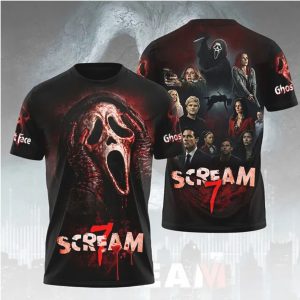 Scream 7 Movie Poster All Over Print Ghostface Horror T Shirt