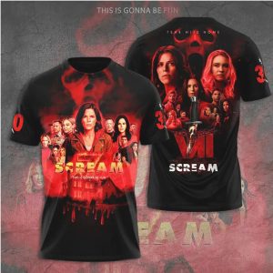 Scream 7 Movie Poster Blood Splatter 3D All Over Print T Shirt